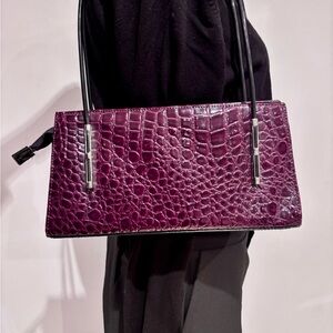 Elegant Burgundy, Wine Colour Faux Crocodile-Embossed Women's Shoulder Bag